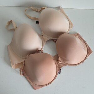 VICTORIA'S SECRET | lightly lined full coverage bras nude Beige Set Of 2 Sz 38DD